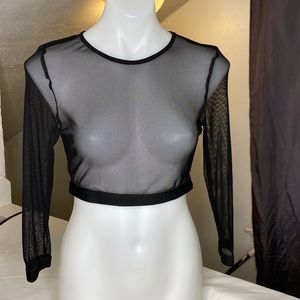 Sheer see thru long sleeve top, size M